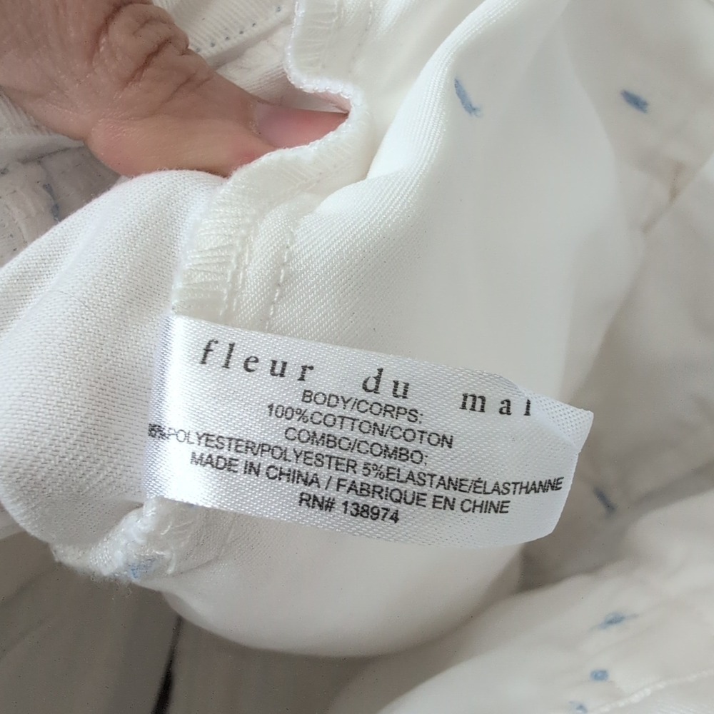 Fleur du Mal Womens White High Waisted Contrast Stitch Twill Denim Shorts Size 2 - Picture 9 of 13